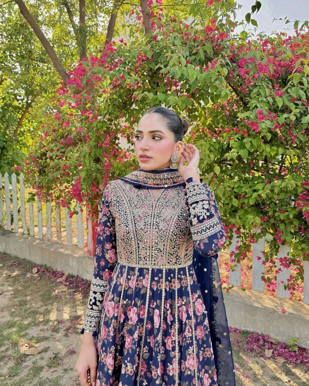 Vardan Ethnic Lc 1274 Heavy Georgette Wholesale Fancy Gown with Dupatta — Wholesale Kurtis, MPA wholesale from Surat — view 3